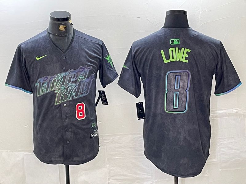 Men Tampa Bay Rays #8 Lowe Nike MLB Limited City Connect Black 2024 Jersey style 3->->MLB Jersey